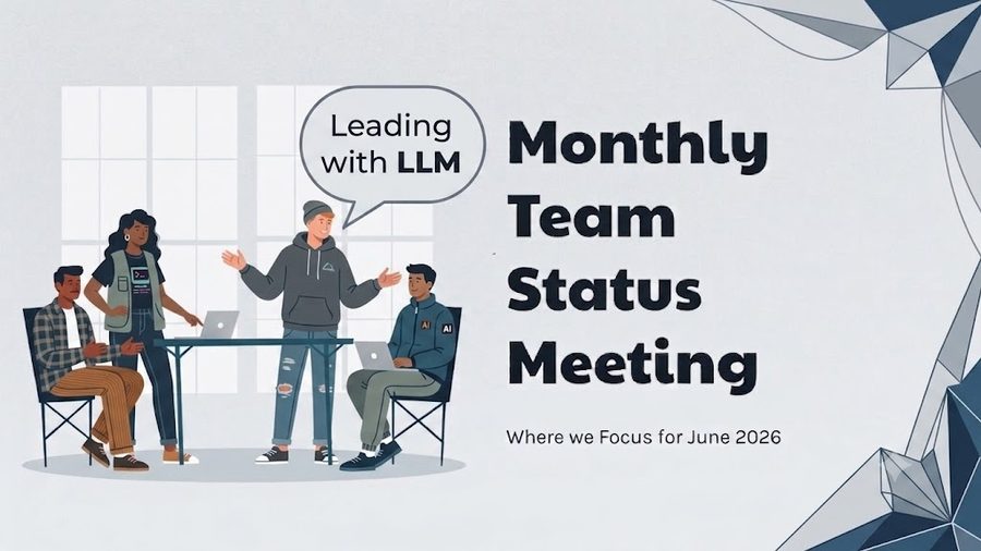A monthly team meeting deck in progress, built from the workspace setup this guide describes.